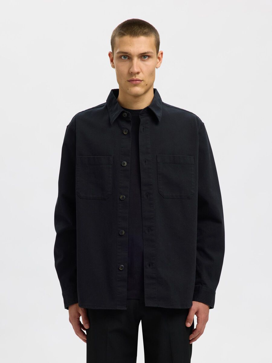 Product tile image - REGULAR FIT TWILL OVERSHIRT, Black | 16098211_Black