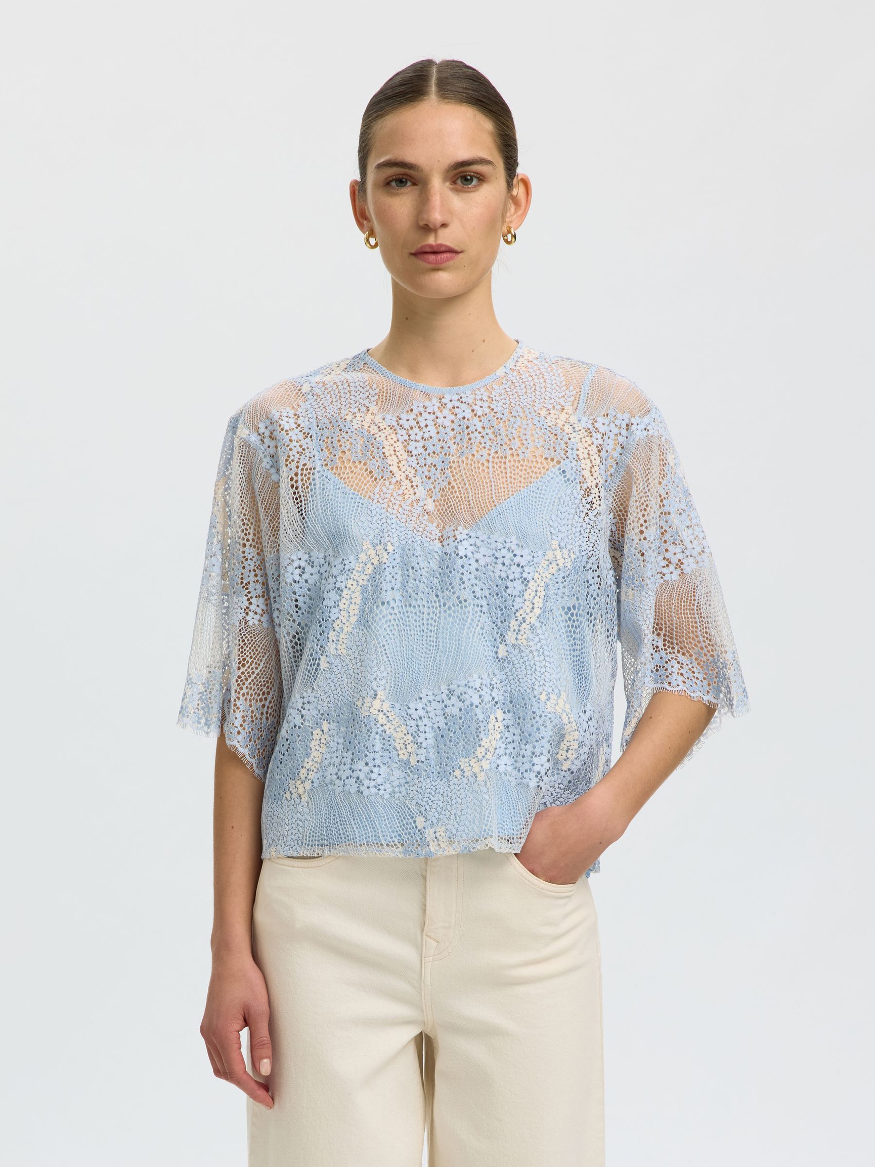 BLONDE KORT TOP, Cashmere Blue, highres