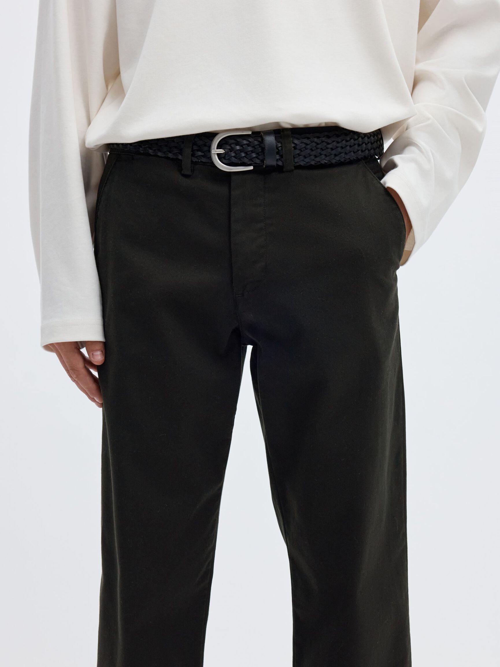 196 STRAIGHT FLEX CHINO, Black, highres