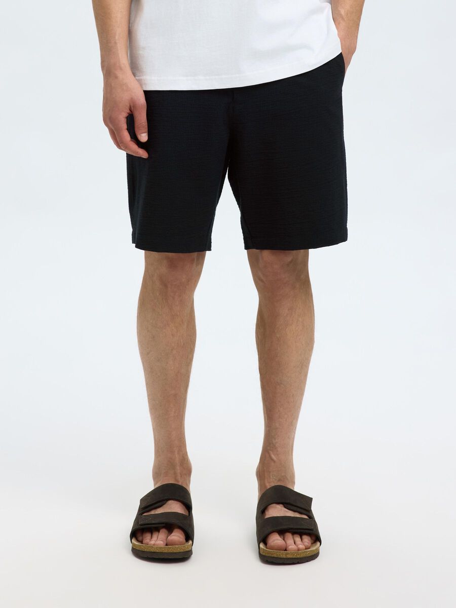 Selected SEERSUCKER SHORTS, Black, highres - 16092367_Black_003.jpg