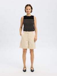 LINNENMIX GEBREIDE TOP, Black, highres