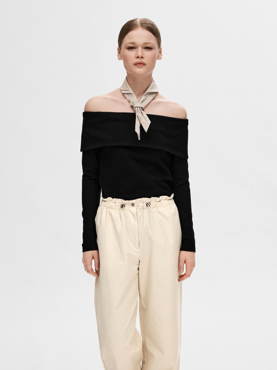 Selected VISCOSEMIX OFF-SHOULDER TOP, Black, highres - 16093031_Black_003.jpg