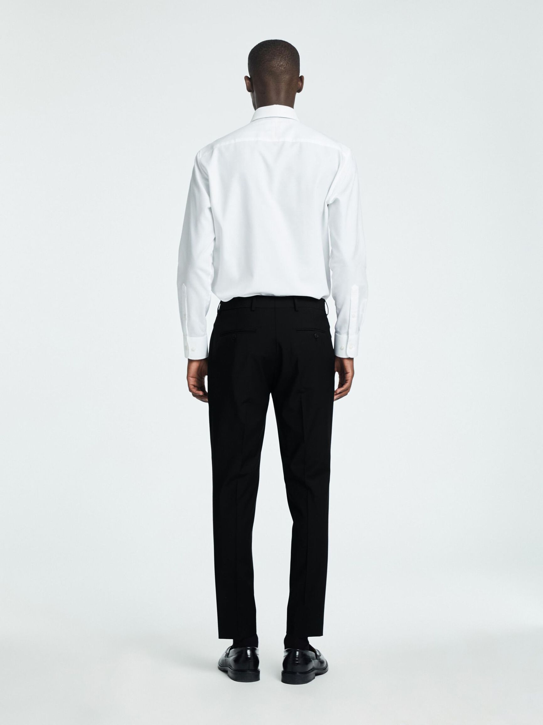 SLIM FIT WOOL BLEND SUIT TROUSERS, Black, highres