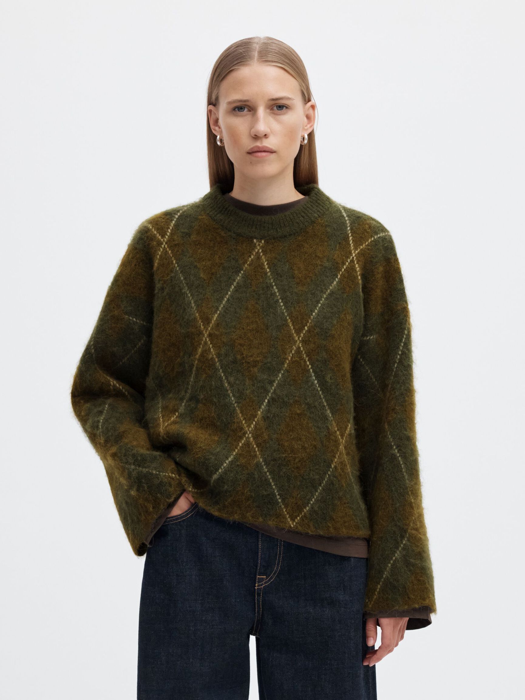 ARGYLE KNITTED JUMPER, Kalamata, highres