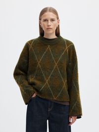 ARGYLE KNITTED JUMPER, Kalamata, highres