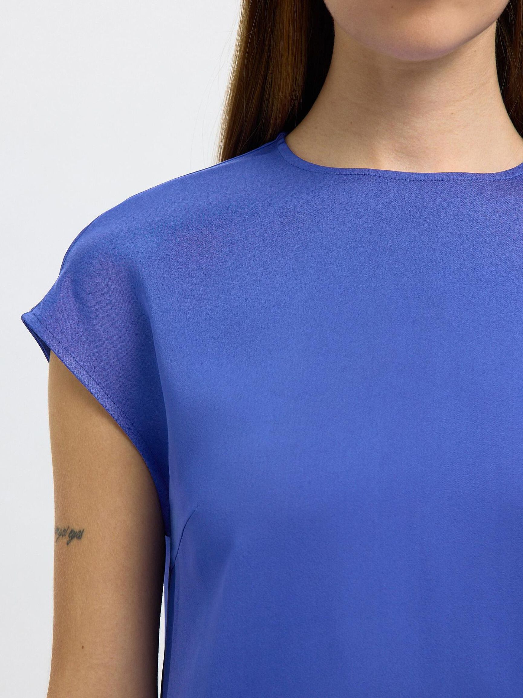 KORTÄRMAD MAXIKLÄNNING, Dazzling Blue, highres