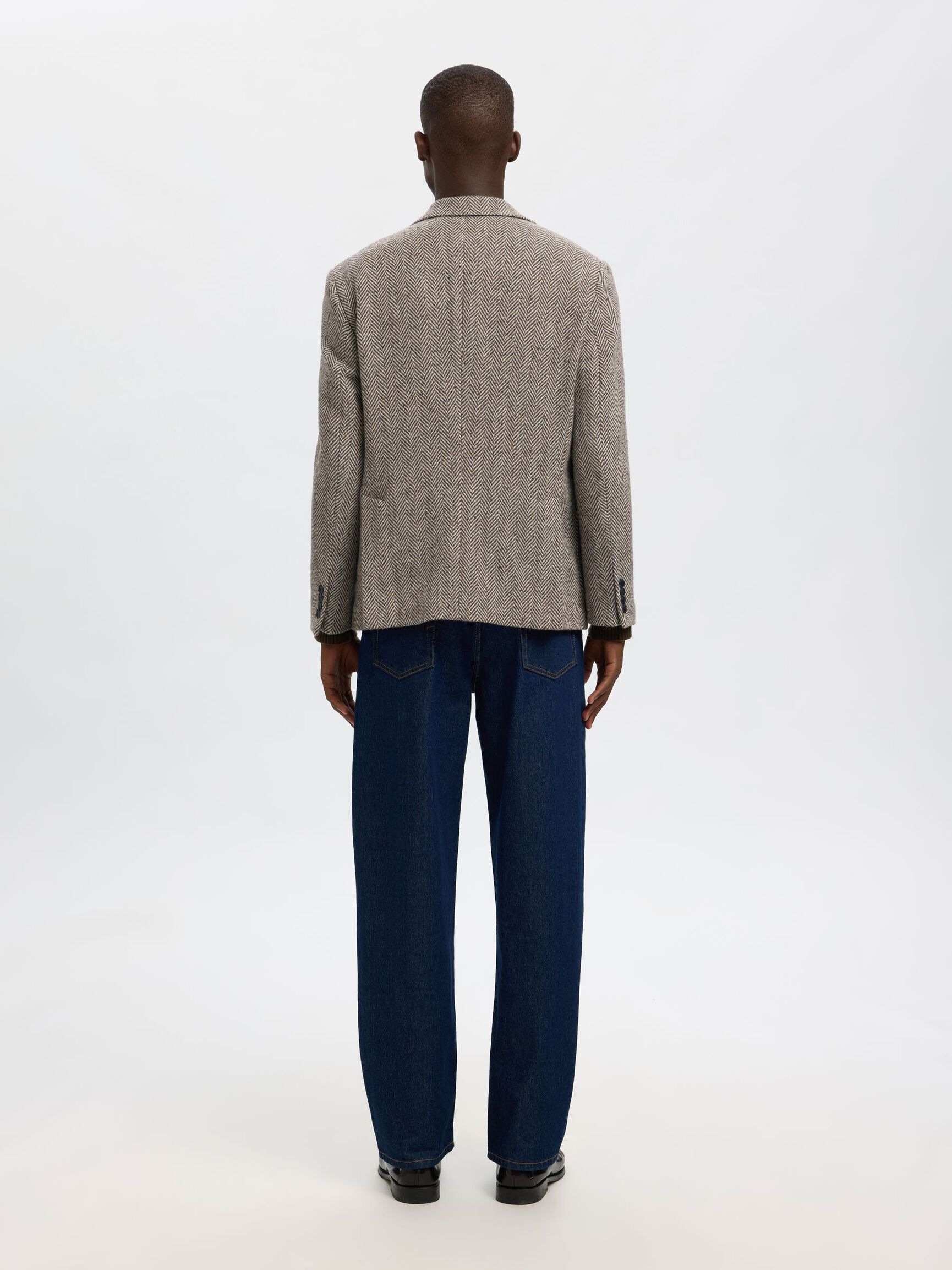 WOOL BLEND DOUBLE-BREASTED BLAZER, Brown Rice, highres