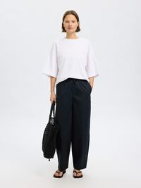 BAUMWOLL BARREL FIT HOSEN, Black, highres