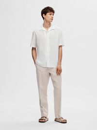 LIN MÉLANGÉ CHEMISE À MANCHES COURTES, Bright White, highres