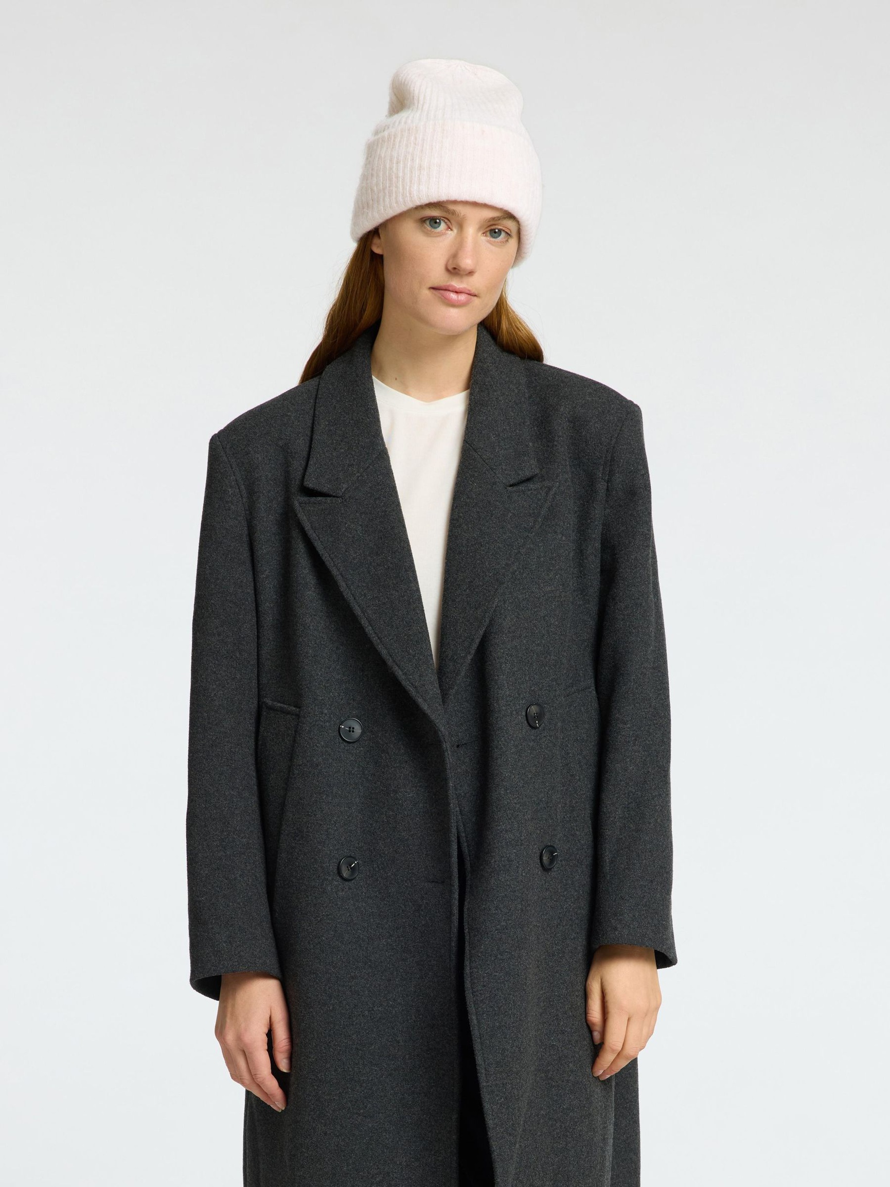 RIBBED WOOL BLEND BEANIE, Birch, highres