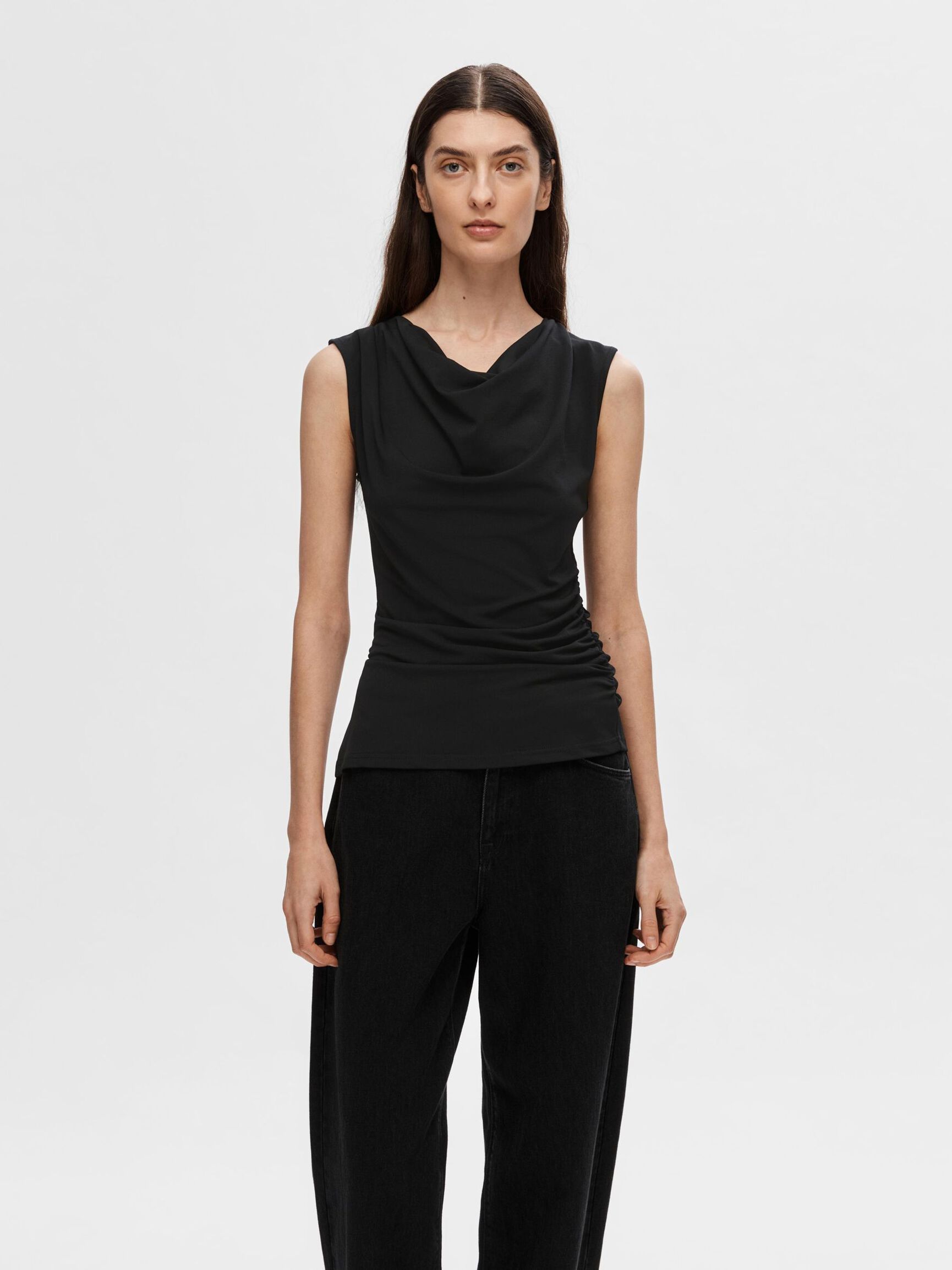 RYNKET TOP UDEN ÆRMER, Black, highres