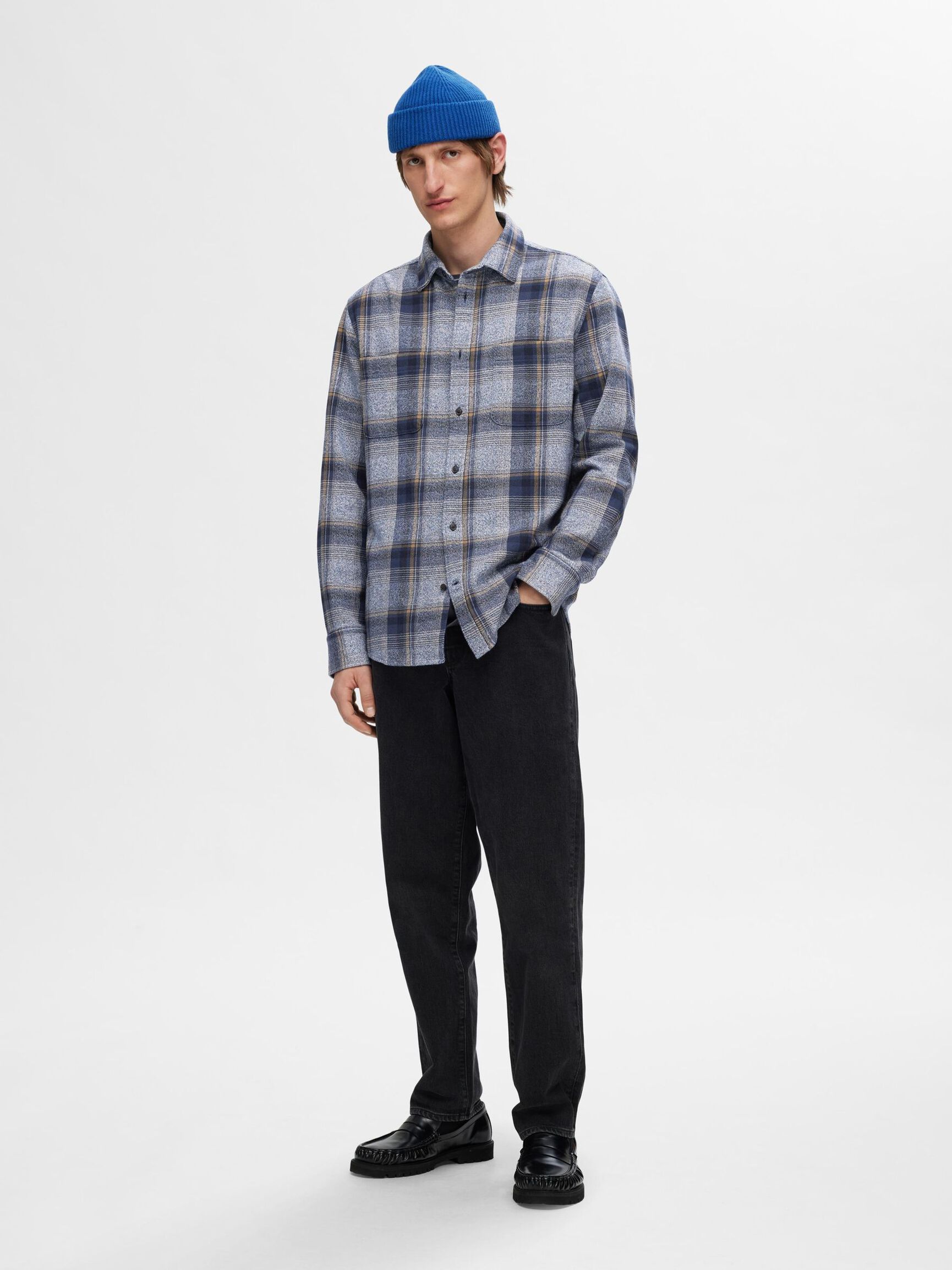 100% COTTON FLANNEL SHIRT, Sky Captain, highres