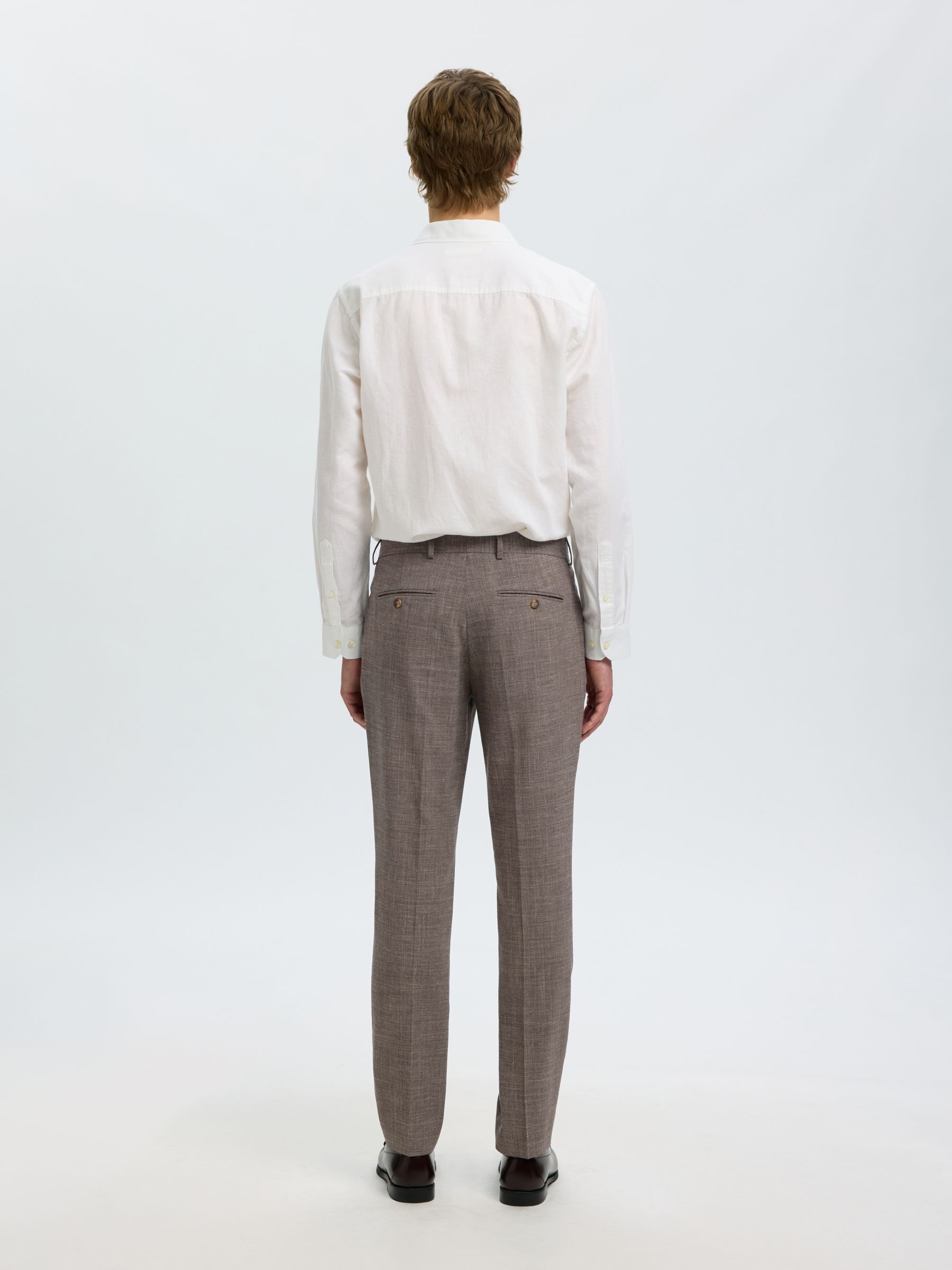 SLIM FIT SUIT TROUSERS, Dark Sand Melange, highres