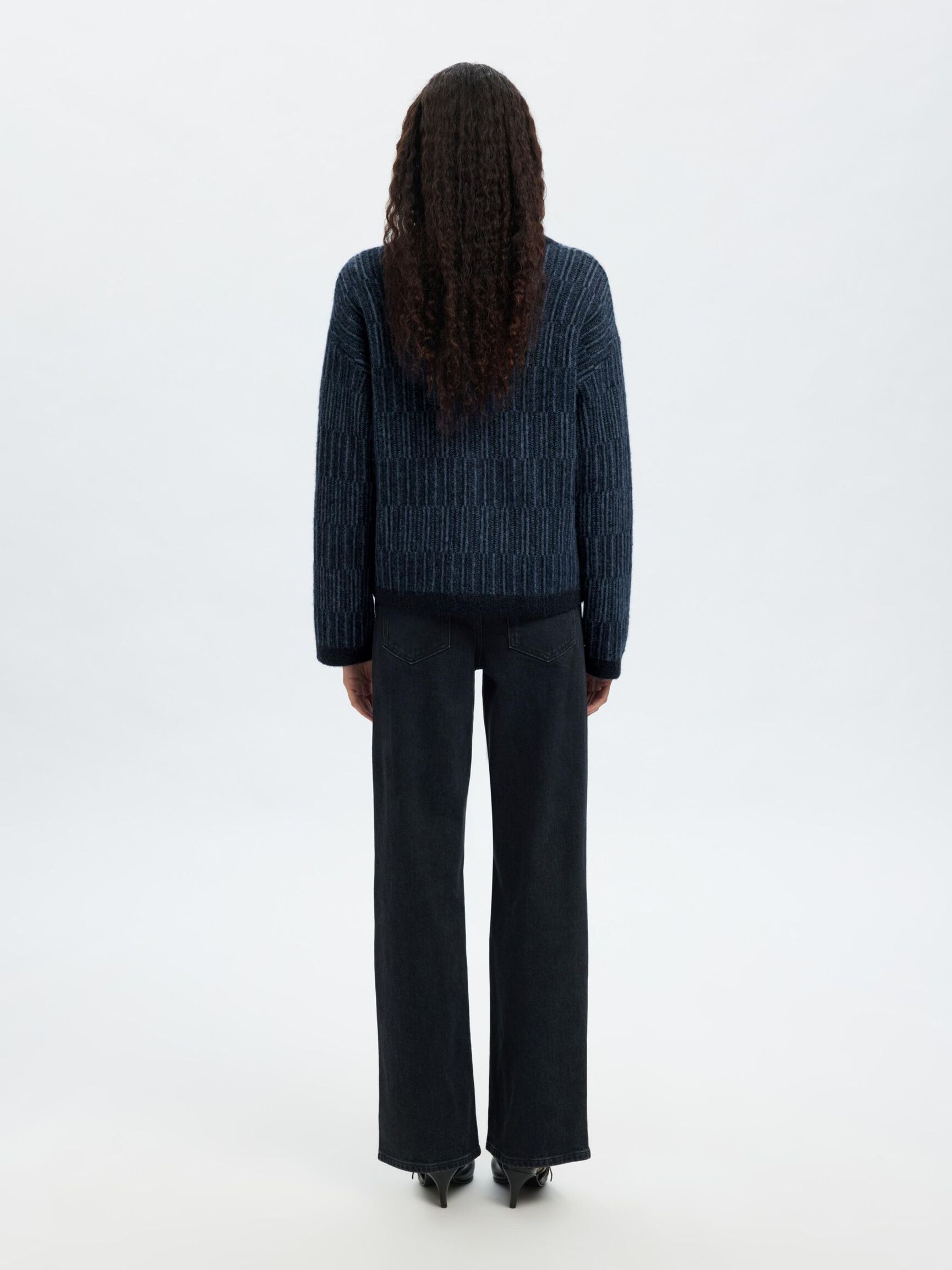 WOOL BLEND KNITTED JUMPER, Dark Sapphire, highres