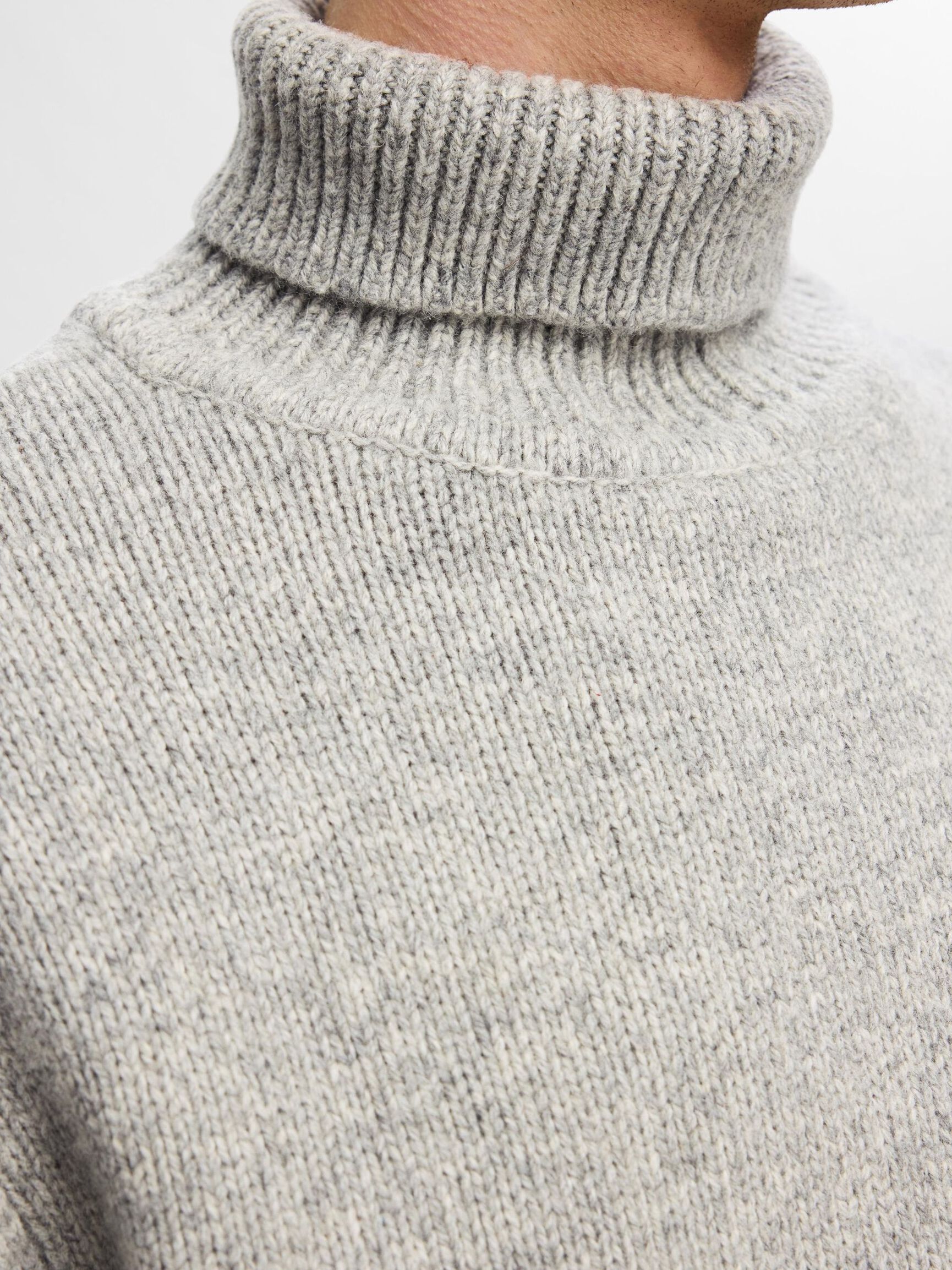 RULLEKRAVE I ULDBLANDING PULLOVER, Light Grey Melange, highres