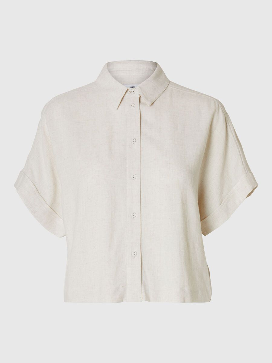 Product tile image - CAMICIA A MANICHE CORTE, Sandshell | 16093937_Sandshell