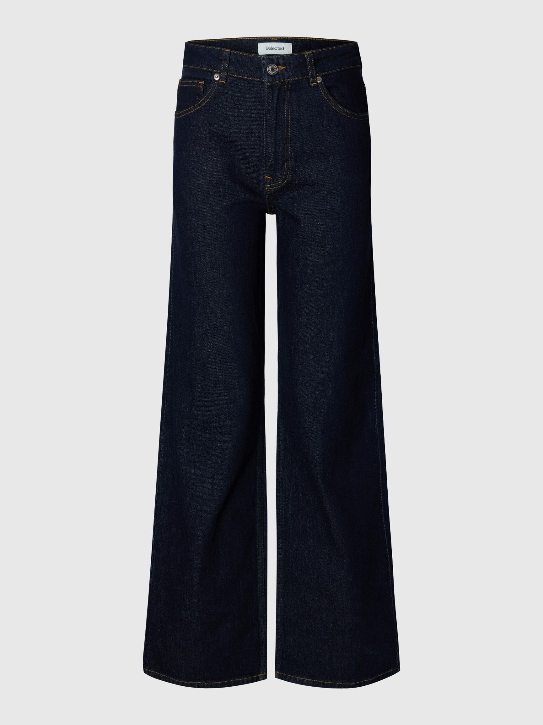 HIGH WAIST WIDE LEG JEANS, Dark Blue Denim, highres