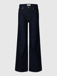 HIGH WAIST WIDE LEG JEANS, Dark Blue Denim, highres