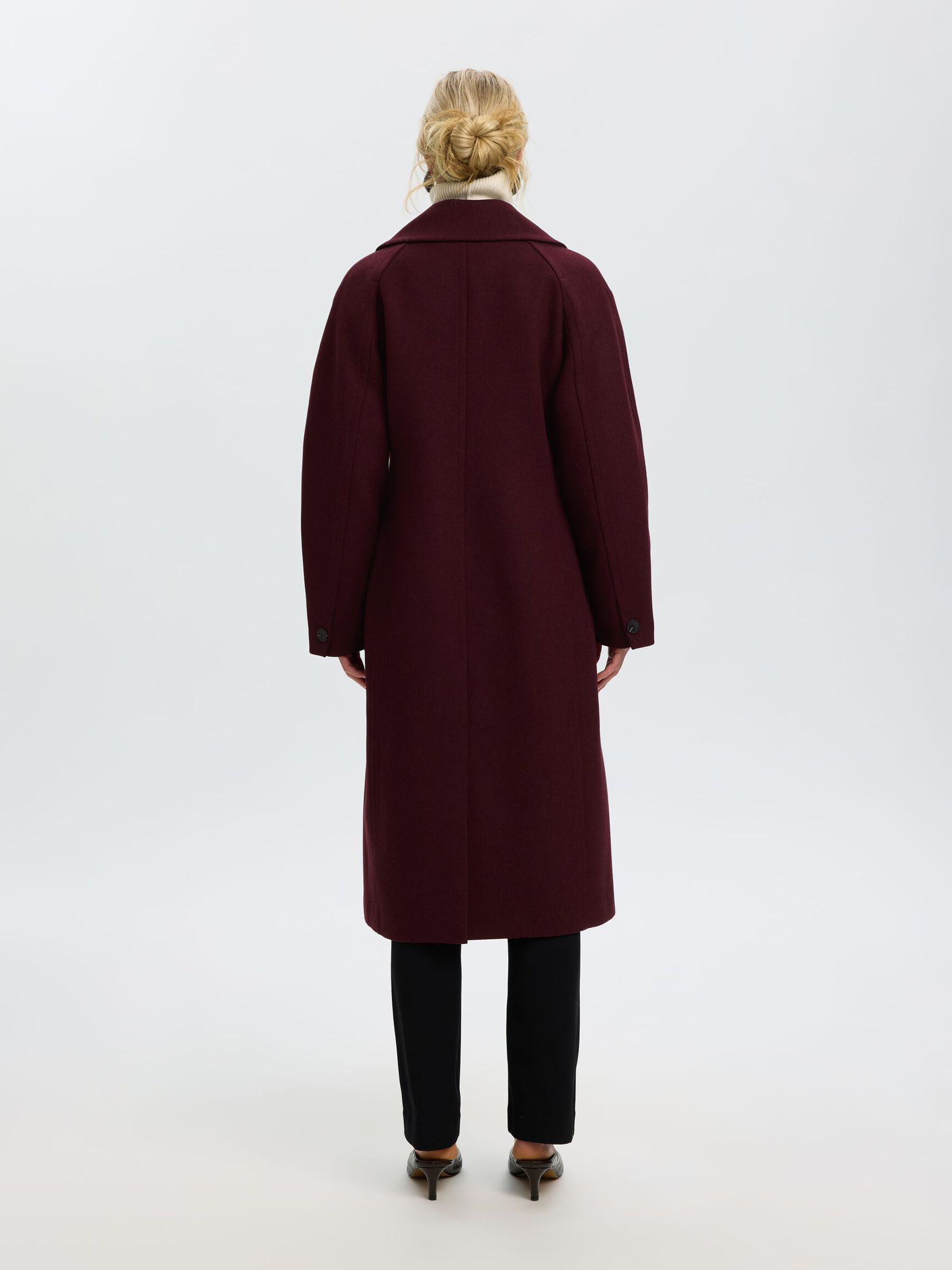 WOOL BLEND LONG COAT, Tawny Port, highres