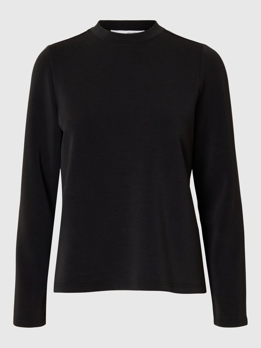 Selected BOXY FIT LONG-SLEEVED T-SHIRT, Black, highres - 16096023_Black_001.jpg