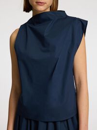 PLEATED SLEEVELESS TOP, Outer Space, highres