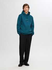 BRODERET HOODIE, Reflecting Pond, highres