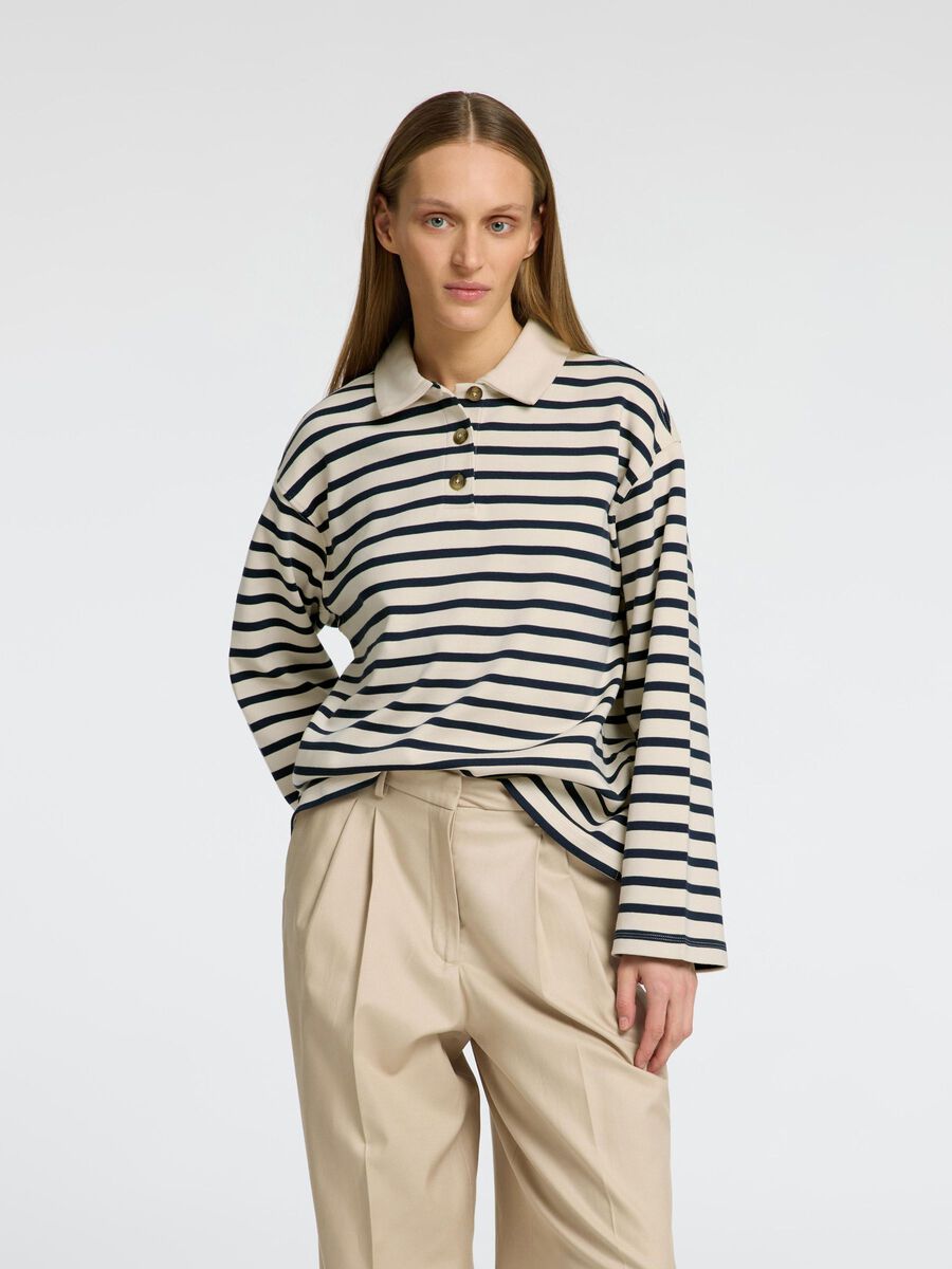 Selected GESTREEPT POLO MET LANGE MOUWEN, Birch, highres - 16097146_Birch_1210849_003.jpg