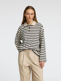 STRIPED  LONG-SLEEVED POLO, Birch, highres