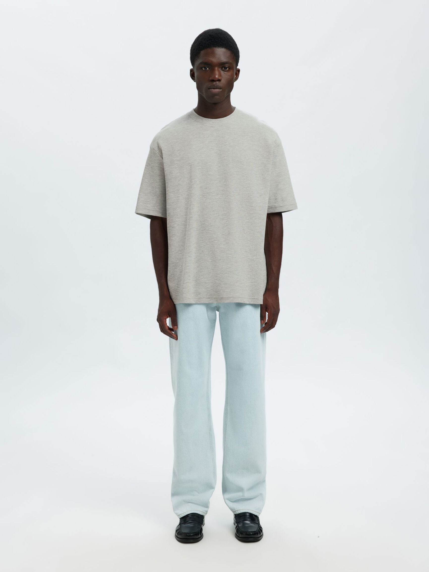 LOOSE FIT T-SHIRT, Light Grey Melange, highres