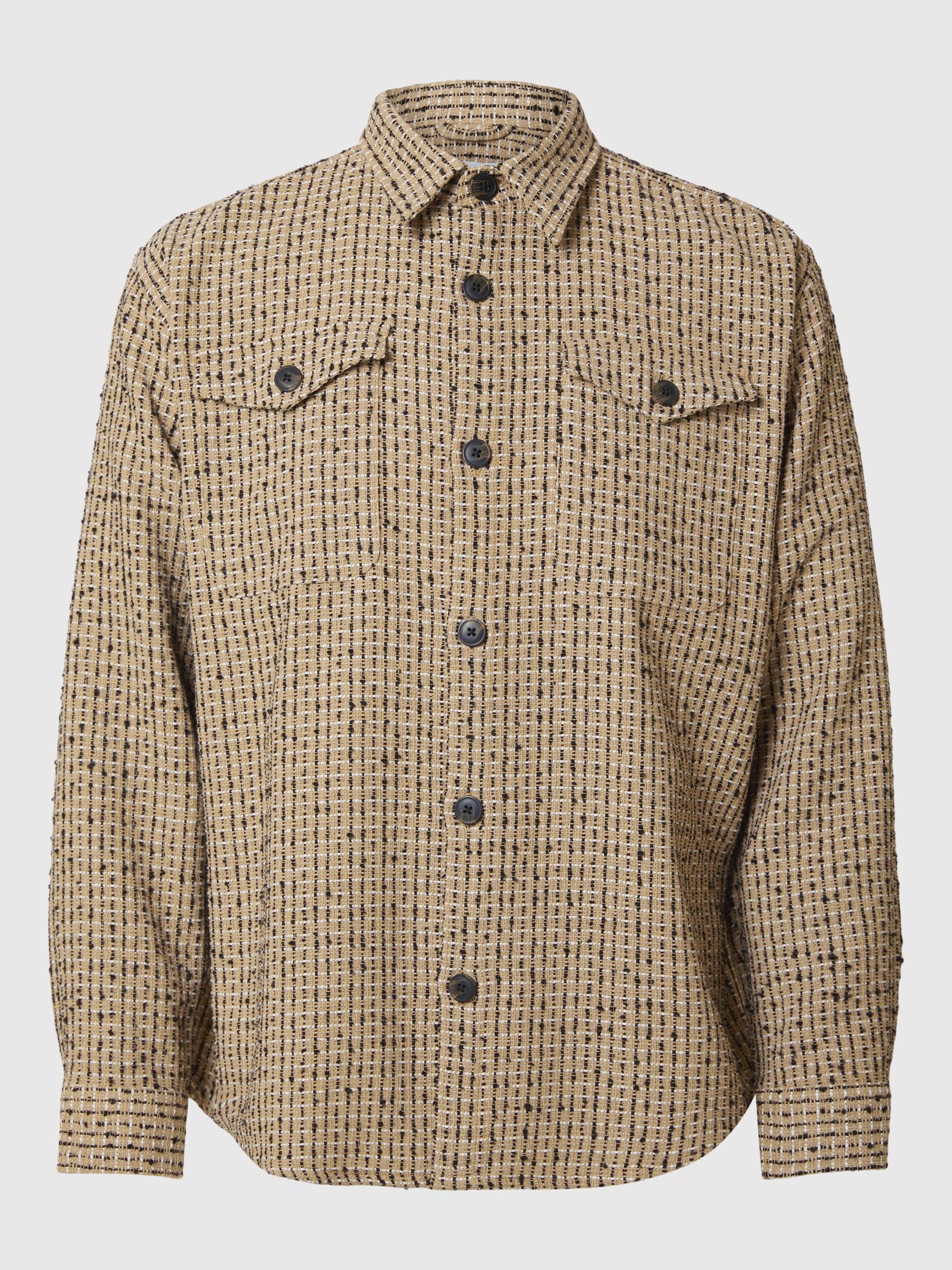 BOXY FIT BOUCLE OVERSHIRT, Sand, highres