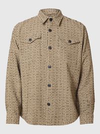 BOXY FIT BOUCLE OVERSHIRT, Sand, highres