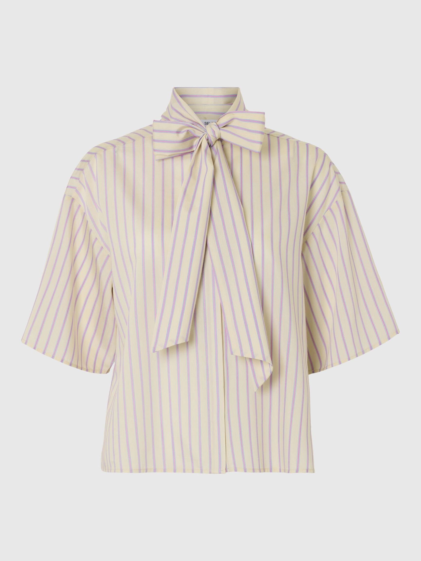 CUELLO DE LAZO CAMISA DE MANGA CORTA, Birch, highres