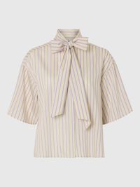 CUELLO DE LAZO CAMISA DE MANGA CORTA, Birch, highres