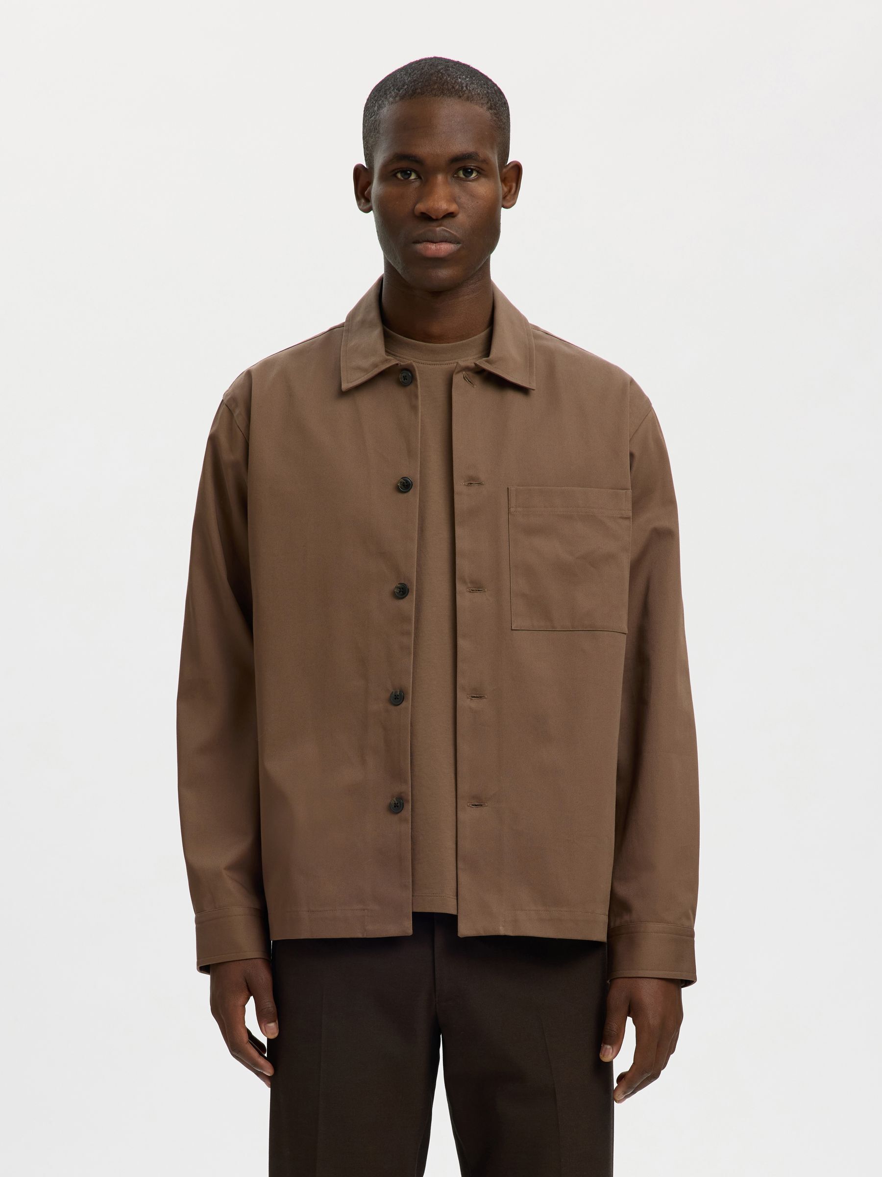 REGULAR FIT TWILL OVERSHIRT, Chocolate Chip, highres