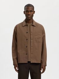 REGULAR FIT TWILL OVERSHIRT, Chocolate Chip, highres