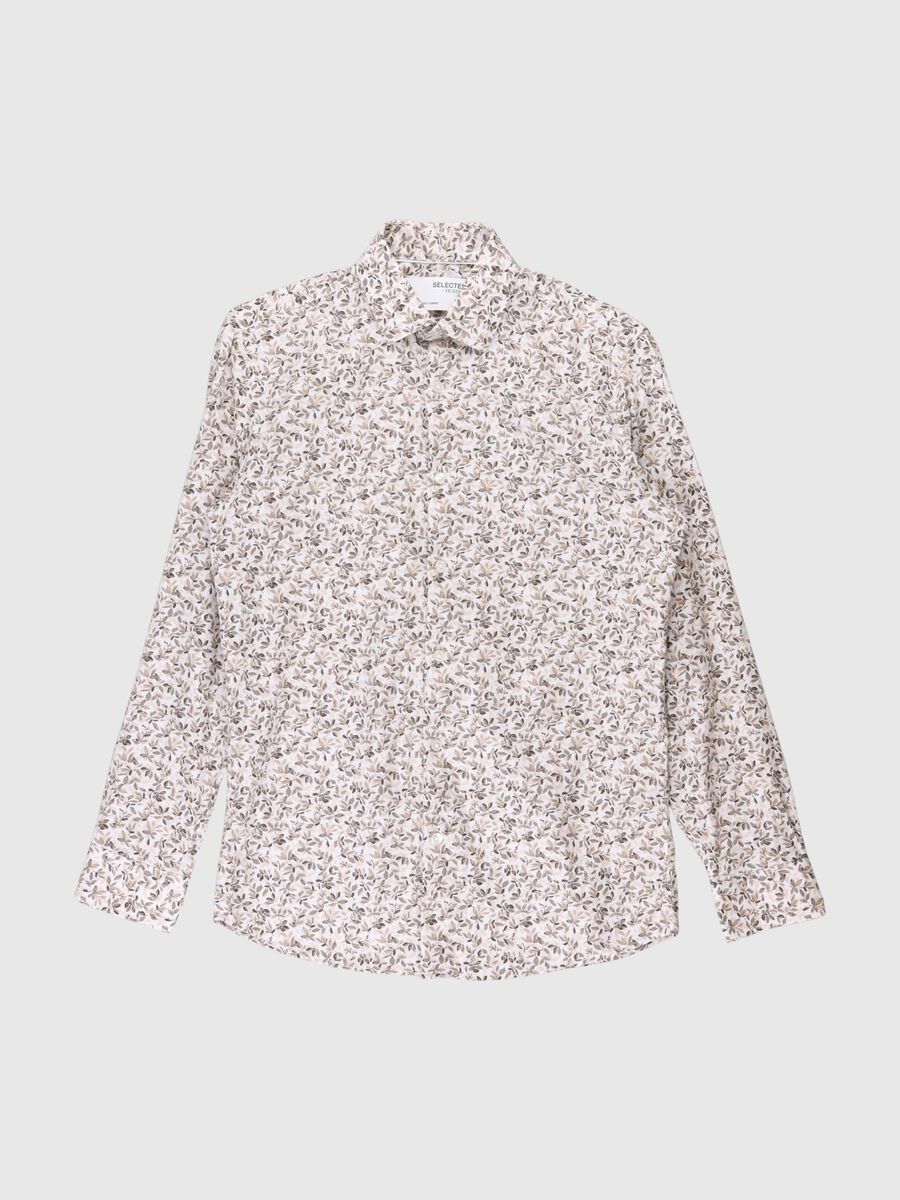 Selected PRINTED SLIM FIT SHIRT, Egret, highres - 80000326_Egret_968101_001.jpg