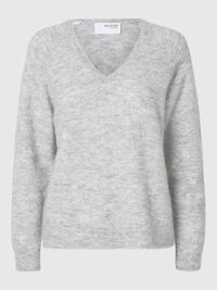 WOLLGEMISCH V-AUSSCHNITT PULLOVER, Light Grey Melange, highres