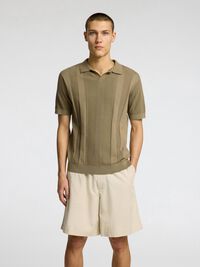 KORTE MOUWEN GEBREIDE POLO, Vetiver, highres
