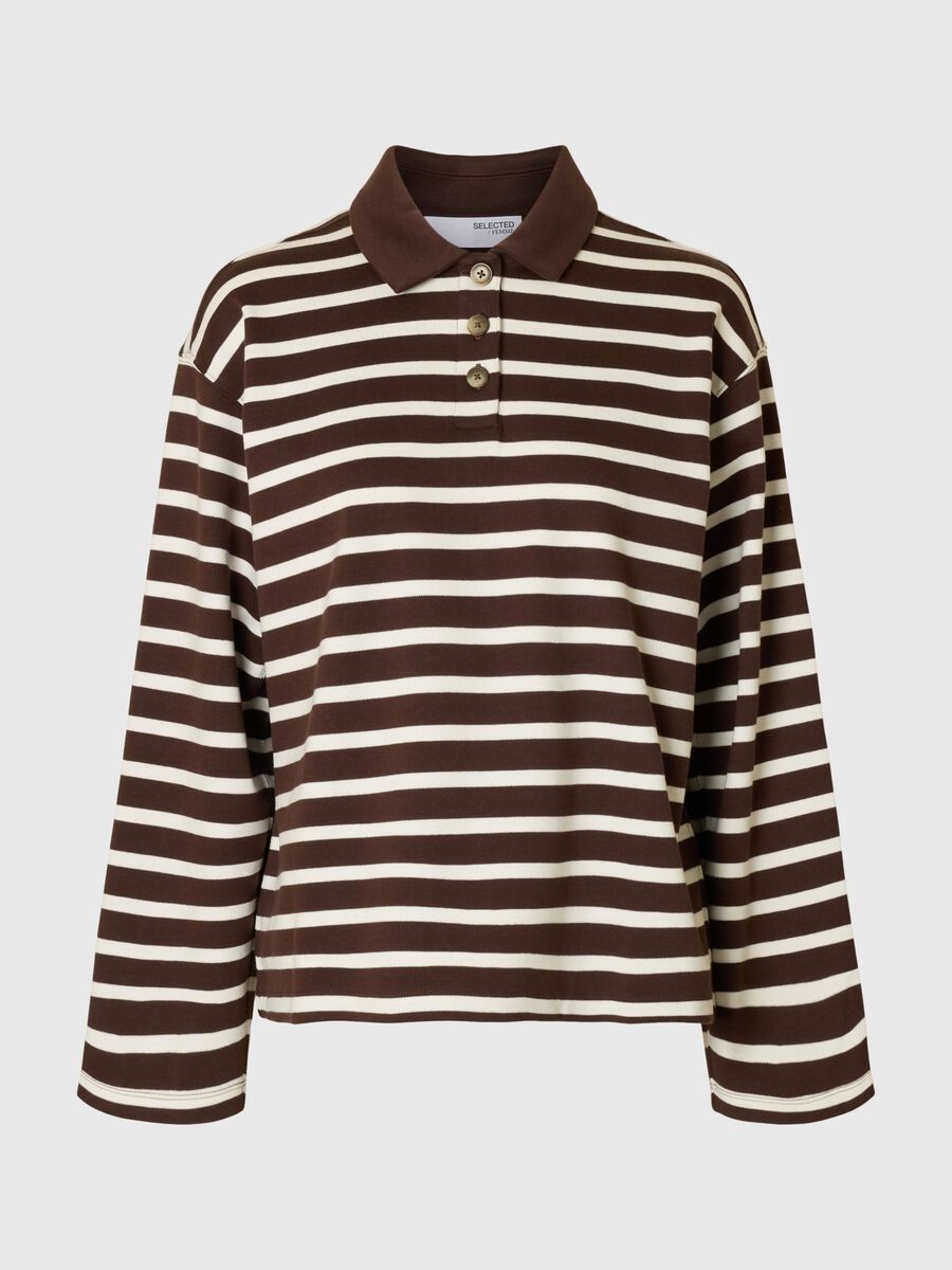 Selected STRIPED LONG-SLEEVED POLO, Coffee Bean, highres - 16097146_CoffeeBean_1210851_001.jpg