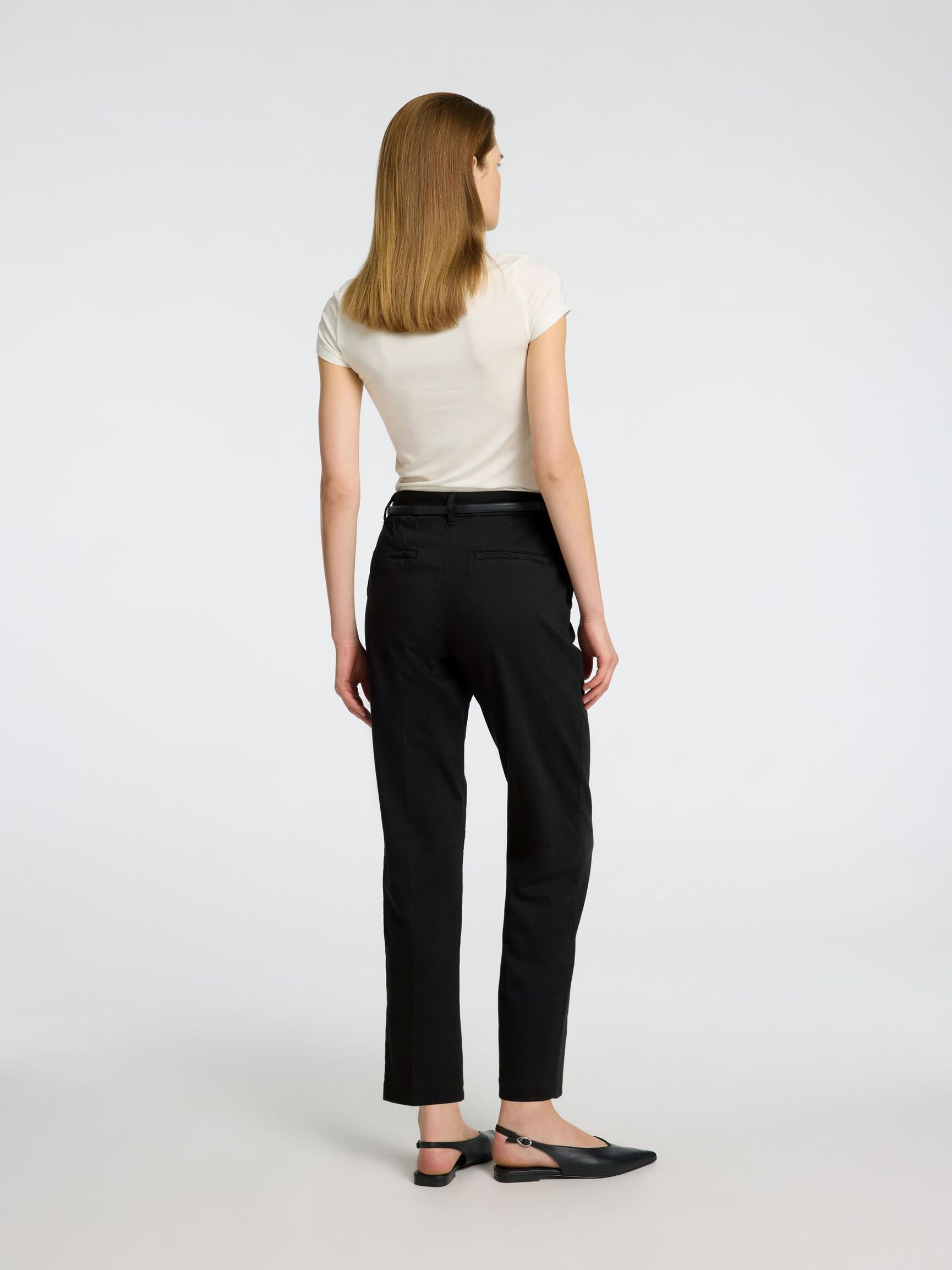 CROPPED TAPERED TROUSERS, Black, highres