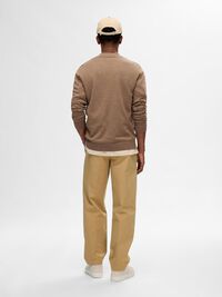 GEBREIDE POLO MET LANGE MOUWEN, Teak, highres