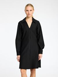 PINSTRIPE VISCOSE BLEND MINI DRESS, Black, highres