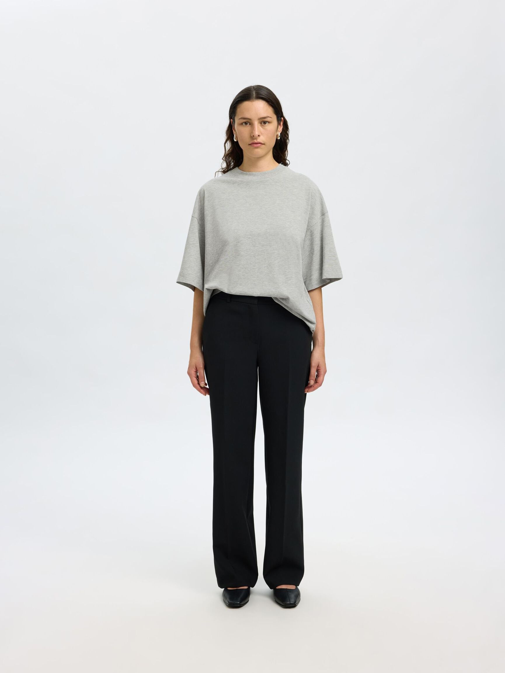 BASIC T-SHIRT IN OVERSIZE, Light Grey Melange, highres