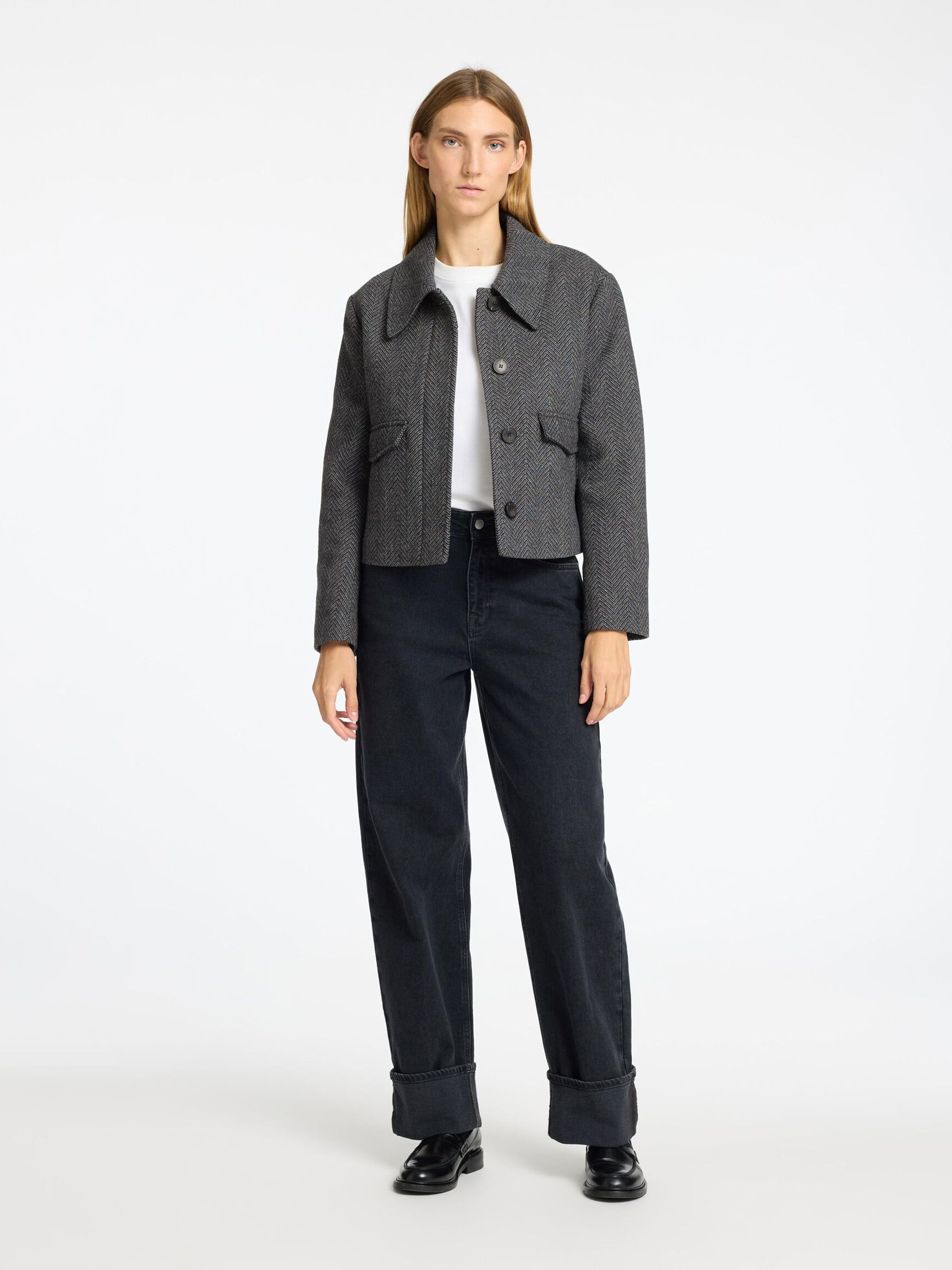 CLASSIC WOOL BLEND JACKET, Volcanic Ash, highres