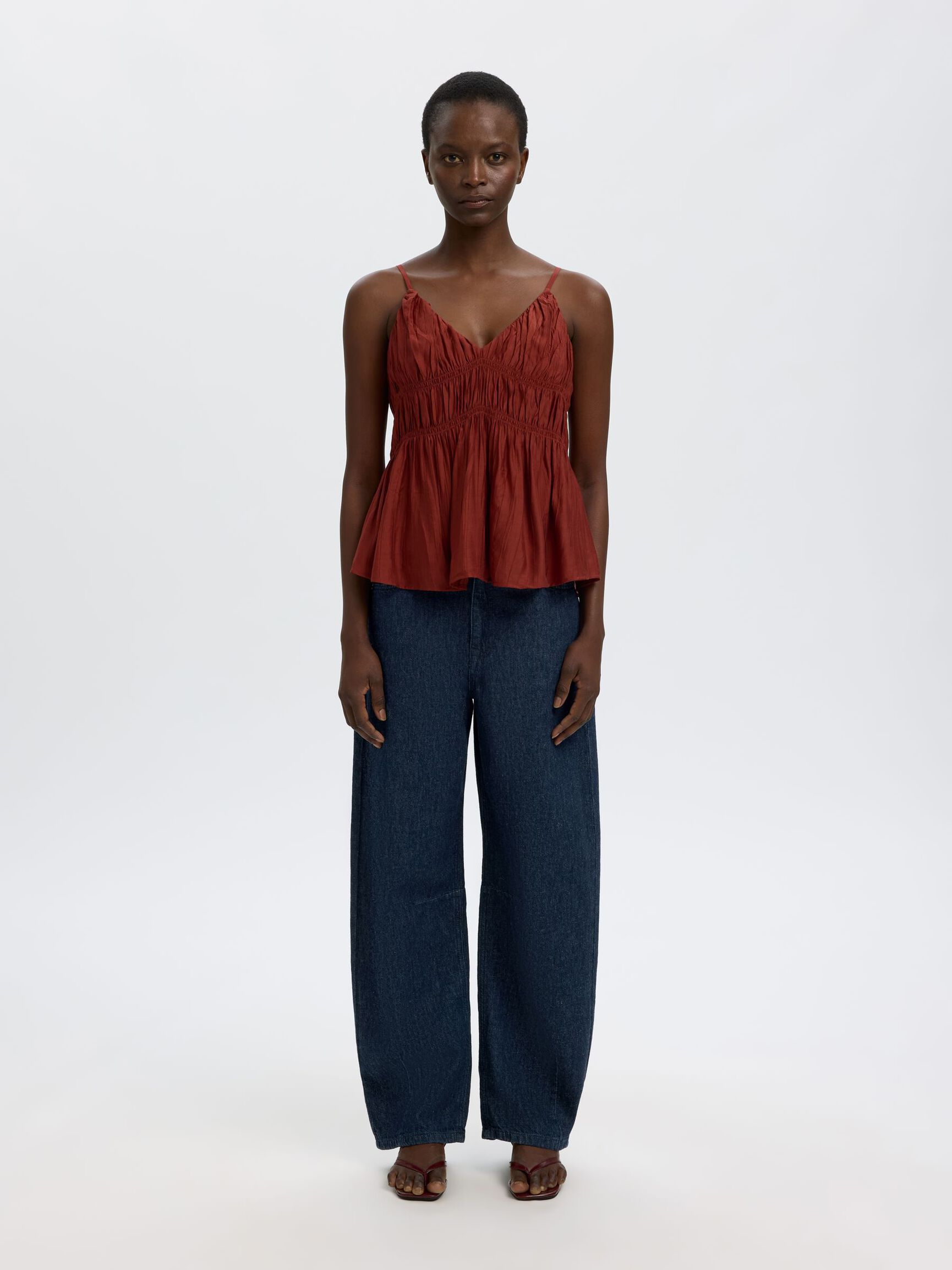 BOMULLSBLANDING LOOSE FIT JEANS, Dark Blue Denim, highres