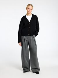 ULDBLANDING STRIKKET CARDIGAN, Black, highres