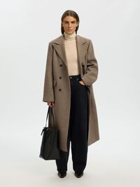 WOOL BLEND COAT, Chocolate Chip, highres