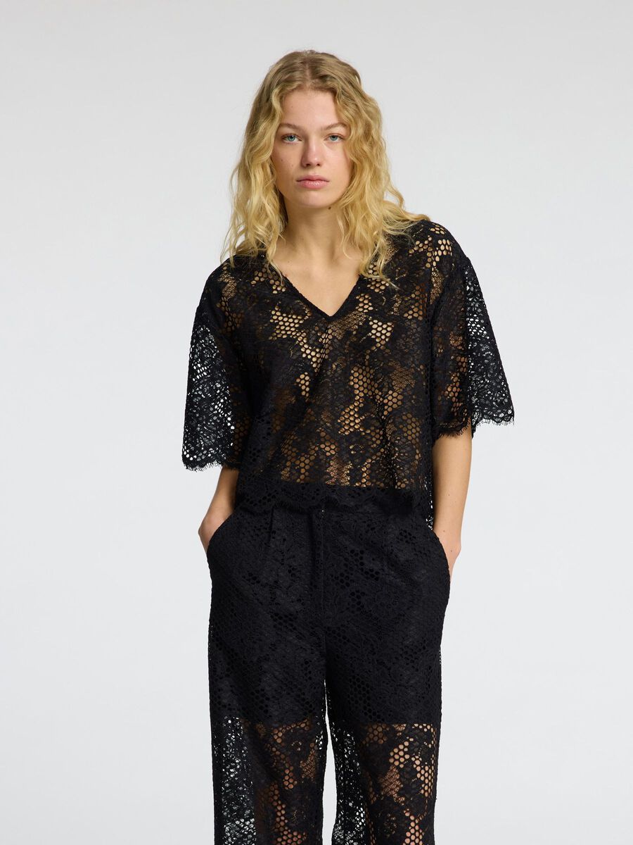 Selected LACE CROPPED TOP, Black, highres - 16097315_Black_003.jpg