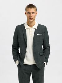 SLIM FIT EINREIHIGER BLAZER, Dark Green, highres