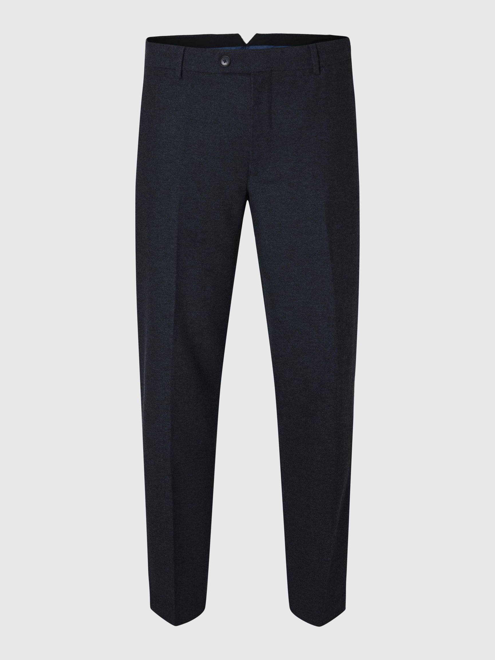 CHECKED WOOL BLEND TROUSERS, Dark Blue, highres